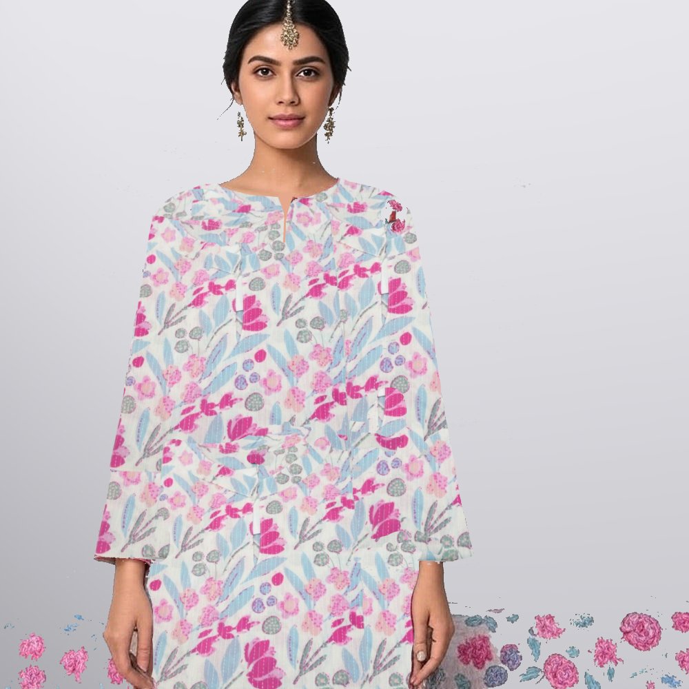  Flower Print Based Cotton Kurti