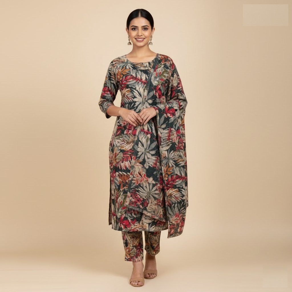  Flower Print Based Cotton Kurti