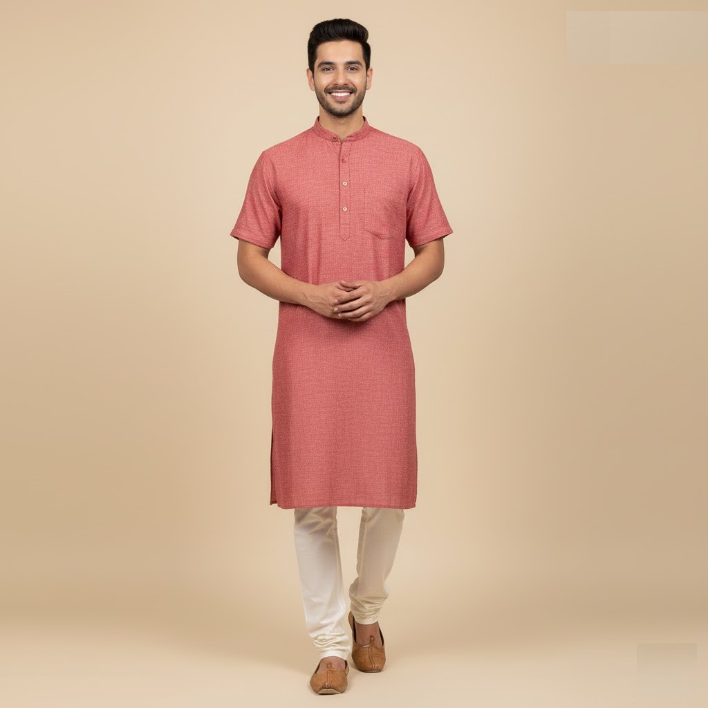 pure khadi cotton fabric shirt with half sleeves