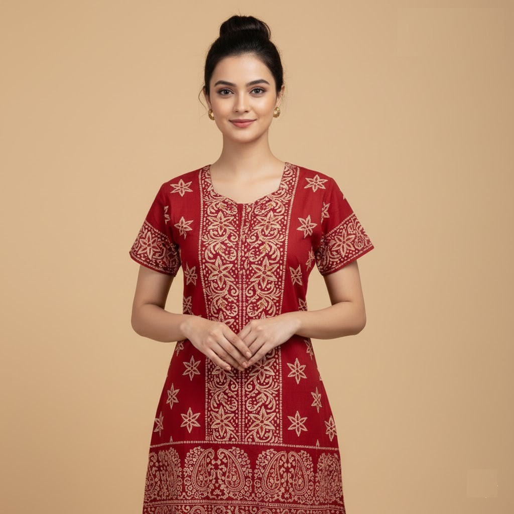 pure cotton night gown with sleeves